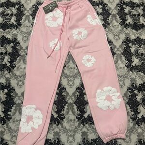 Pink denim tear sweatpants size medium